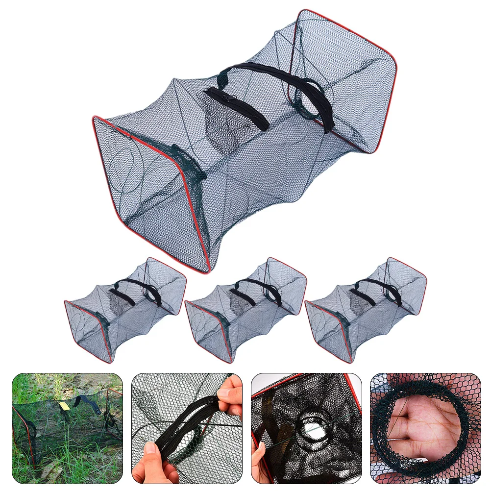 

4 Pcs Crayfish Throwing Net Crab Cast Shrimp Folding Fishing Angling Accessories Nylon Fine Mesh Collapsible Traps