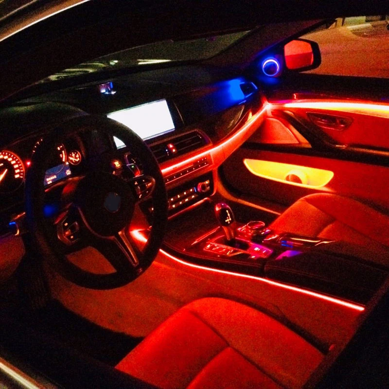 Luz de ambiente para Interior de coche, iluminación de fondo de fibra  óptica, Rgb, aplicación remota, Diy, decoración automática, para puerta y  pie