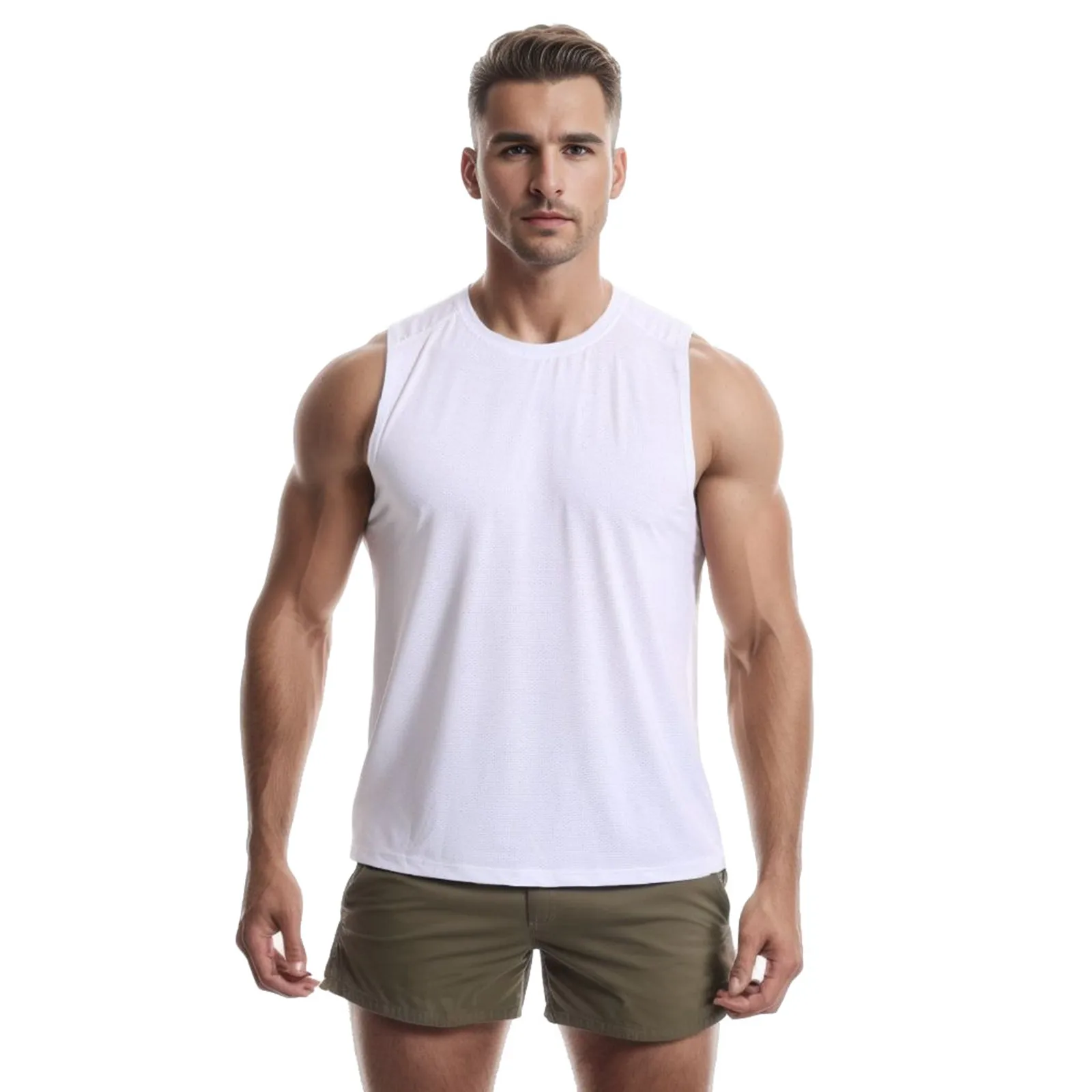 

Мужская спортивная майка для бодибилдинга, спортзала, атлетики, Классическая однотонная майка без рукавов с круглым вырезом, футболки, удобная спортивная одежда для мужчин