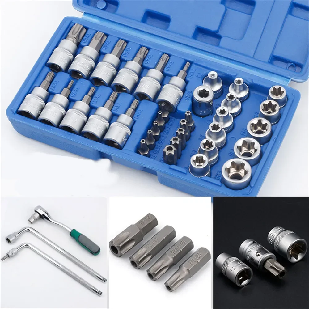 

Female Torque Set Drive New Bits Sockets 34pcs / Torx E-security Handheld Star Male & Tool Bit Socket