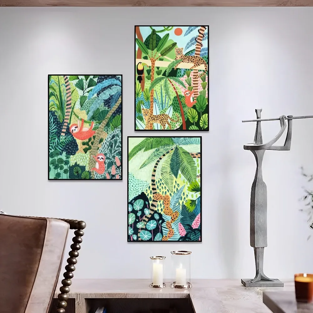 

Nature Forest Animal Poster Self-adhesive Art Poster Retro Kraft Paper Sticker DIY Room Bar Cafe Vintage Decorative