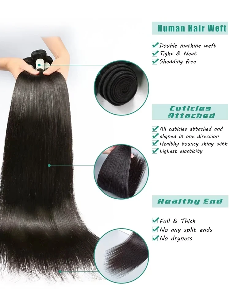 30 40 Inch Bone Straight 100% Weave Human Hair Bundles Raw Hair Extensions Brazilian Natural Black 3 4 Bundle Deals Unprocessed 4