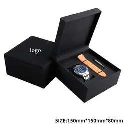 Black Matte PU Leather Personalized Watch Storage Box with Custom Logo Option (Black Tool Storage)