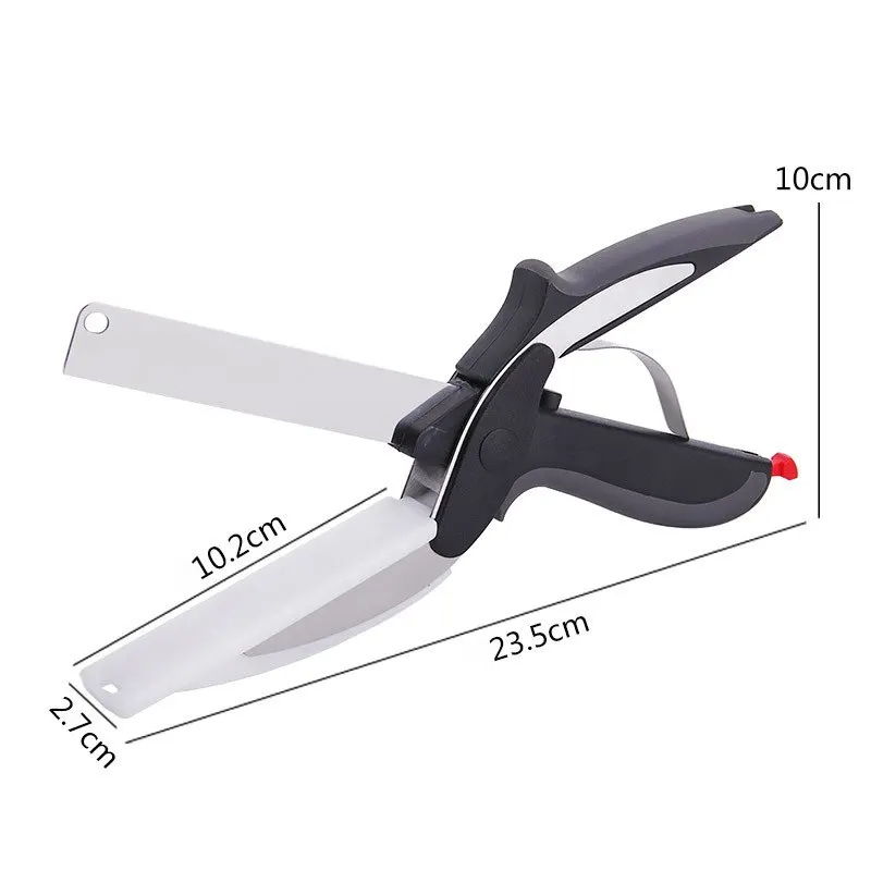 1pc Food Cutter Kitchen Scissors Salad Chopper with Built-in Cutting Board Easy Cutting Multipurpose Stainless Steel Scissor kitchen scissors