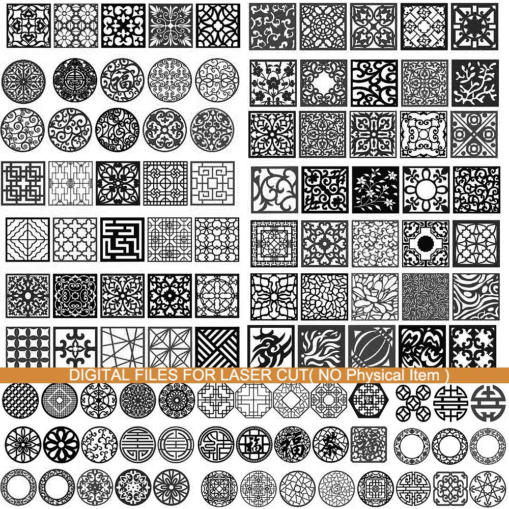 120pcs Window Flower Ceiling Laser Cut Vector Design CDR DXF File Ornaments Set Design Patterns for Drawing Cutting Engraving