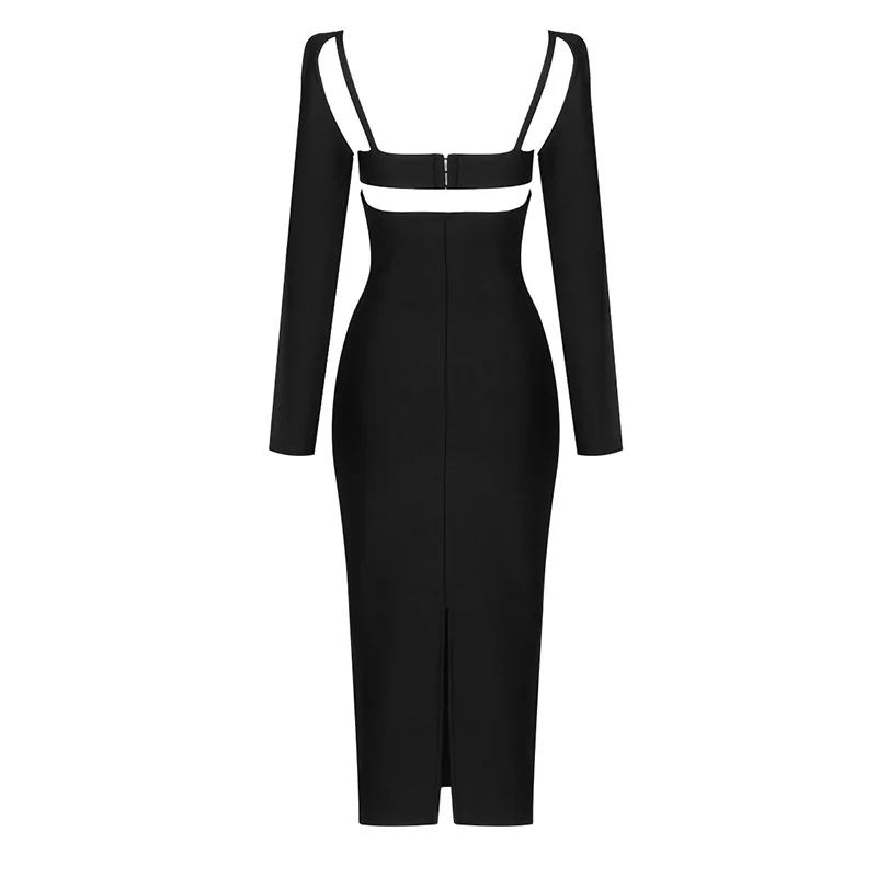 

Women Dress Black & White Long Sleeve Fashionable Party Dress