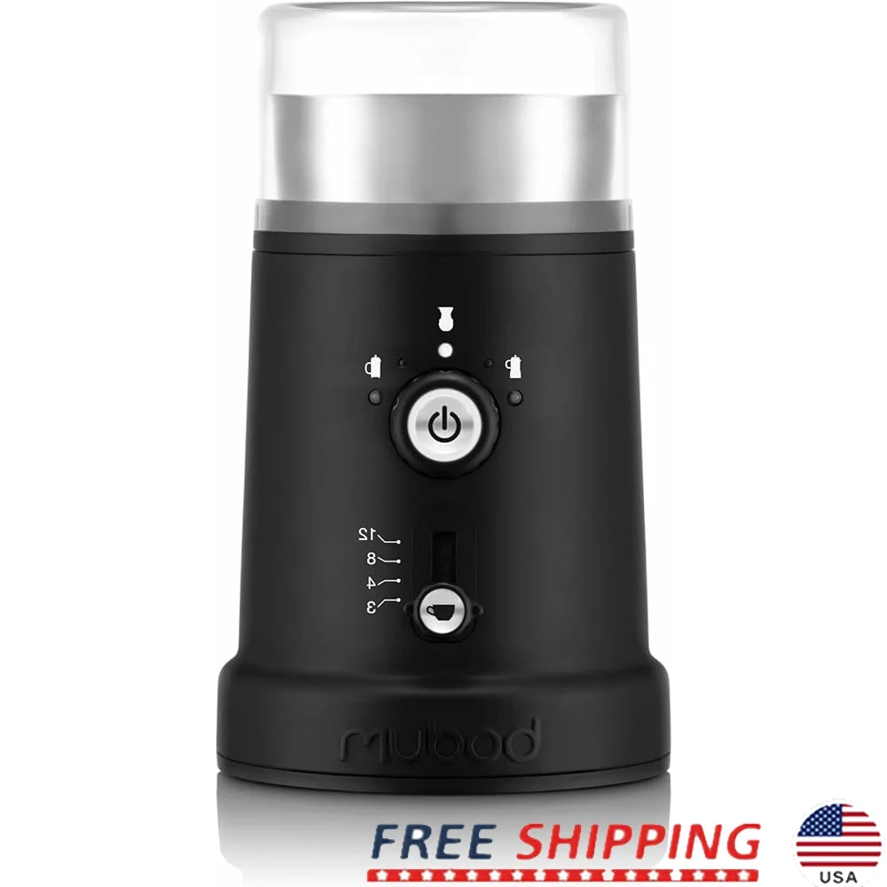 Electric Coffee Blade Grinder Adjustable 5 Grind Settings Compact 3oz Capacity Stainless Steel Easy View Transparent Lid Coffee