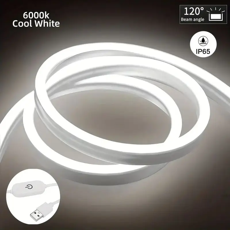 Versatile Touch-Control LED Neon Strip Light - USB-Powered, Dimmable, and Waterproof