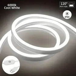 Versatile Touch-Control LED Neon Strip Light - USB-Powered, Dimmable, and Waterproof - 3m (Cool White)