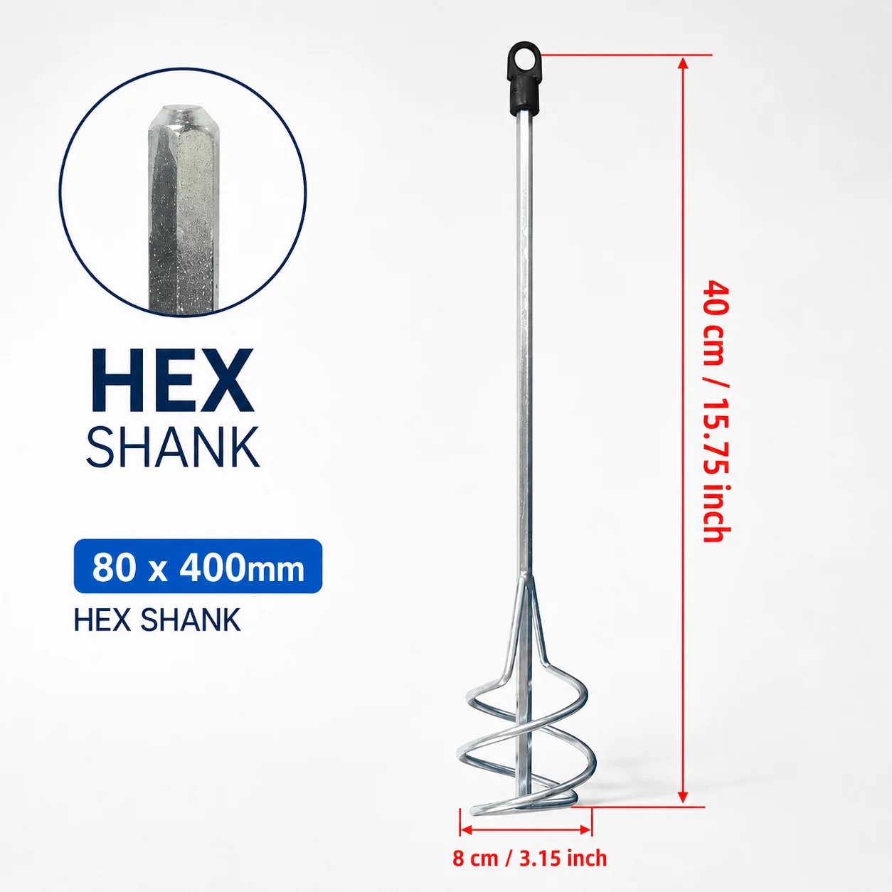2Pcs 페인트 교반기, 80x400mm 육각 스레드 혼합 패들, 접착제용 페인트 거품기 시멘트 콘크리트 접착제 DIY 도구
