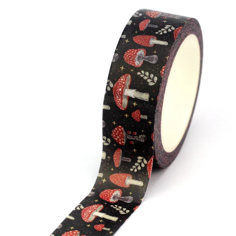 2023 NEW 1PC 10M Decorative Autumn Red Mushrooms and Leaves Washi Tape Set for Scrapbooking Planner Masking Tape Cute Stationery