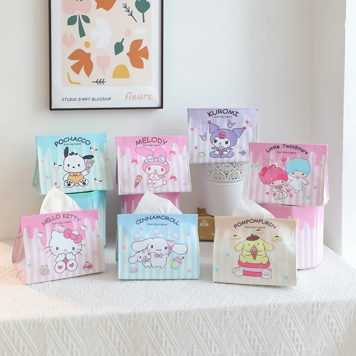 My Melody Cinnamoroll Kuromi Pochacco Tissue Box Car Paper Towel