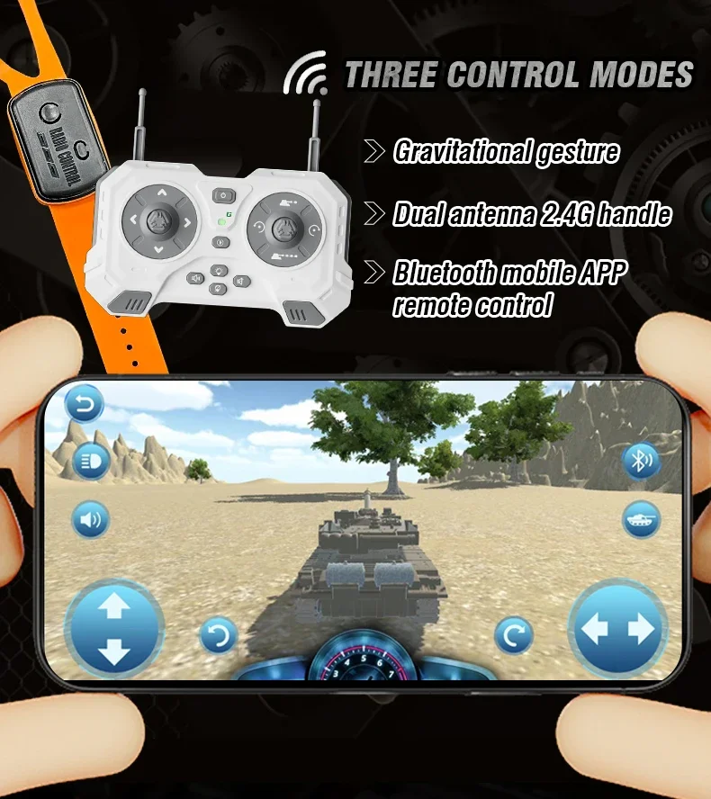 Rc Tank 13Ch Shootting Function Remote Control Tank Crawler Battle Toy Car Tactical Model Electronic Toys for Boys Children