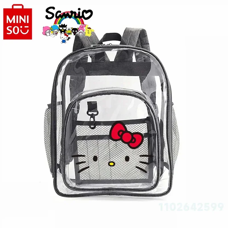 Miniso Hello Kitty Children's Backpack Fashionable High Quality PVC Transparent Girls Backpack Cartoon Cute Girls School Bag