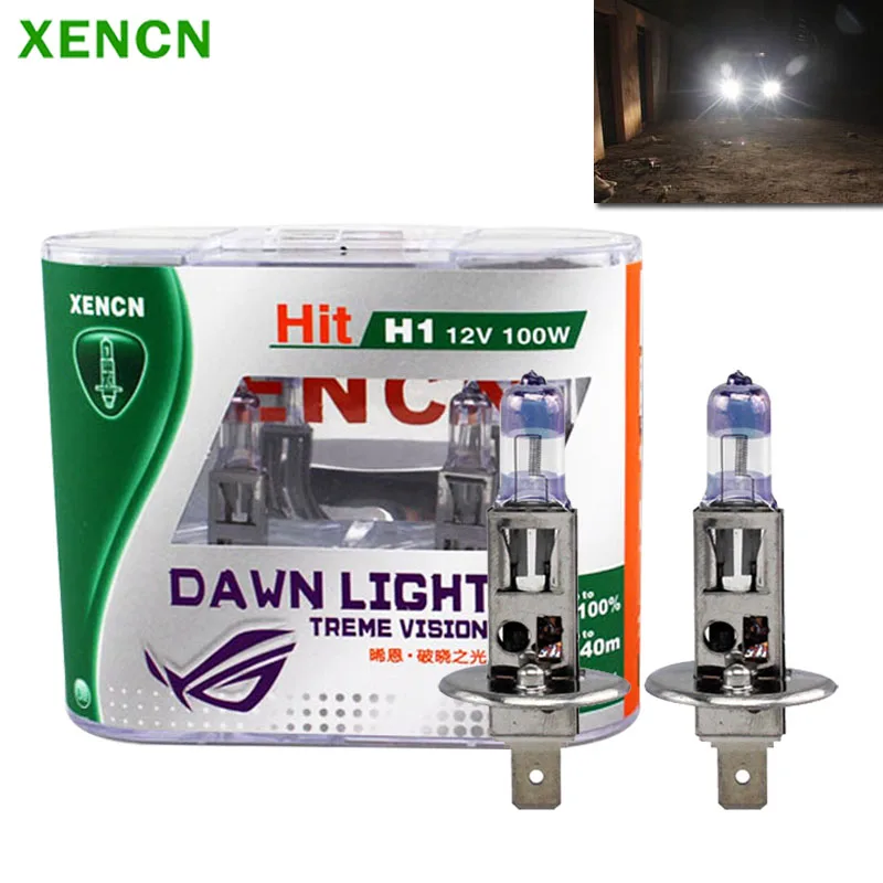 

XENCN H1 Dawn Light Treme Vision 12V 100W P14.5s 3800K +100% Whit Car Halogen Head Light UV filter Auto Bulb Genuine Lamps, Pair