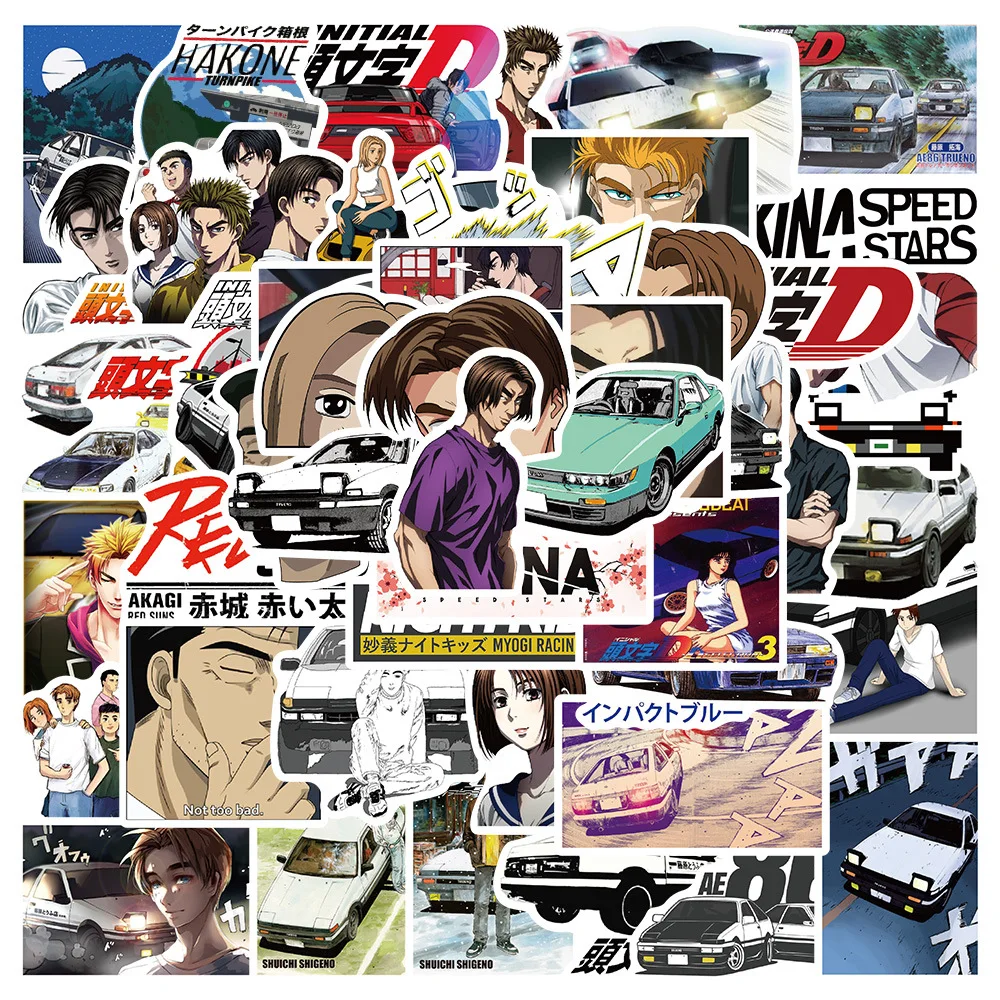 10/30/50PCS Classic Racing Anime Initial D Cartoon Stickers Decals DIY Bike Skateboard Fridge Laptop Kid Sticker Toys