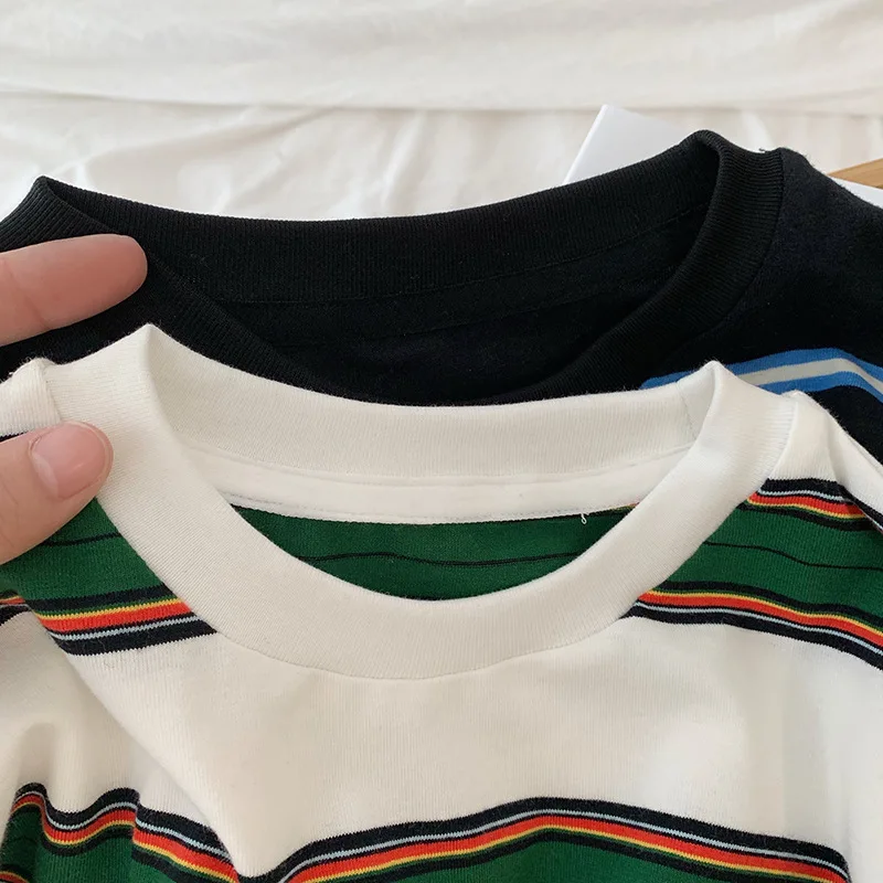 2025 Spring Children Clothes Girls Long Sleeves Bottoming Shirts Cool Boys Stripe Cotton T-shirt Teen Loose Casual 2-7y Kids Top 6