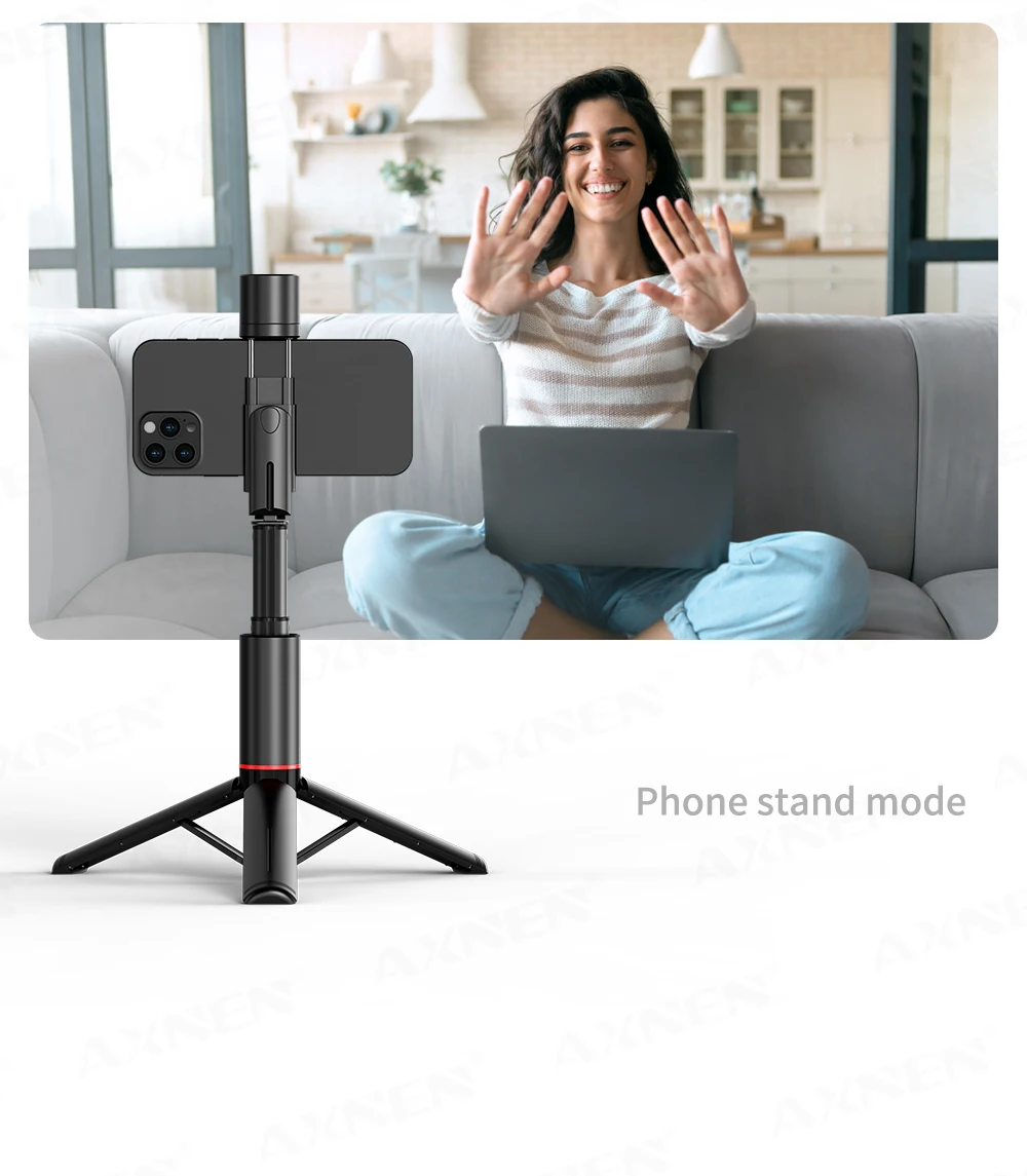 2026 NUOVO Q12S Asta selfie wireless pieghevole Monopiede Bluetooth con telecomando e luce di riempimento Treppiede per iPhone e Android_voghion.com