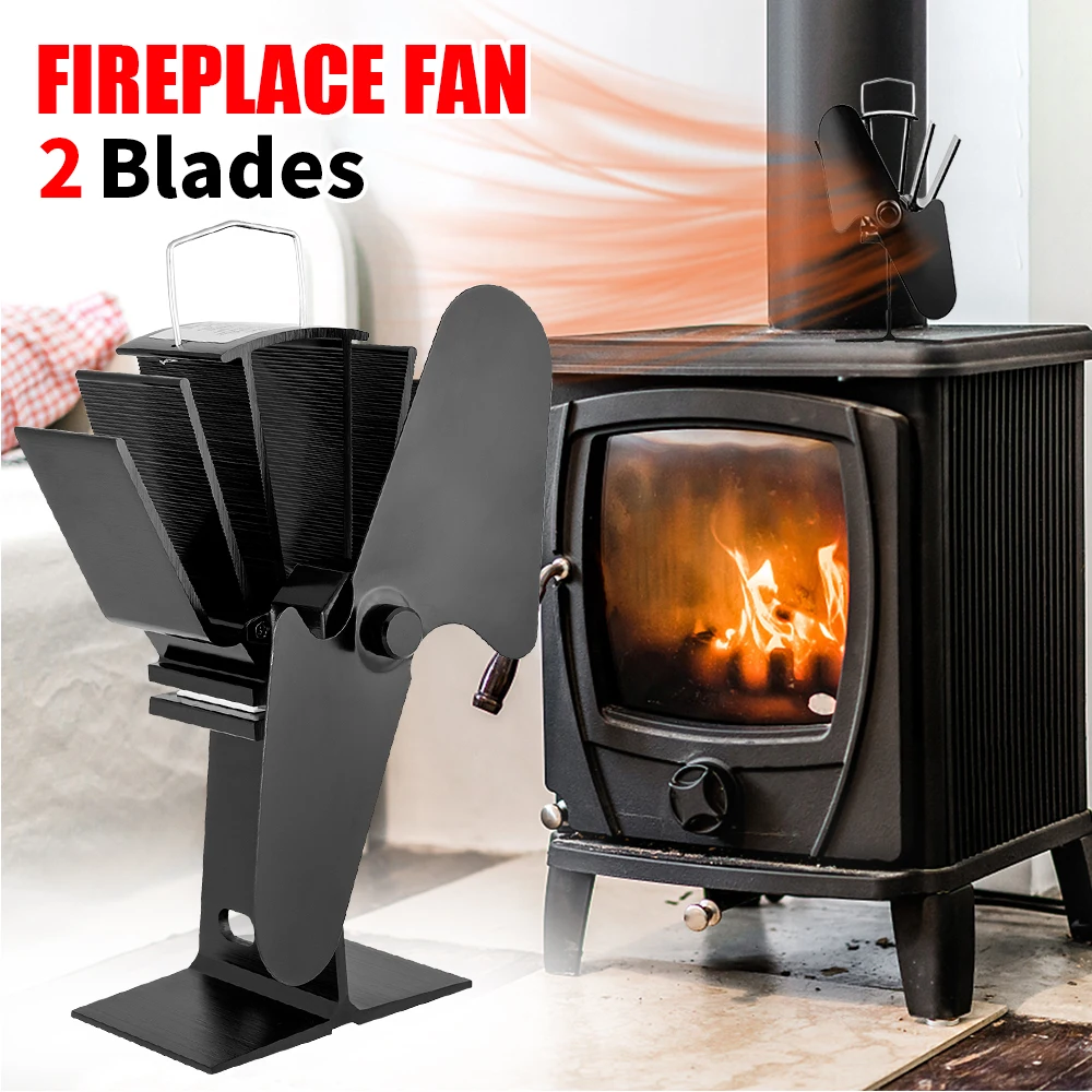 Stove Fan 2 Blade Heat Powered Fireplace Fan Log Wood Burner Eco-fan Quiet  Fireplace Fan Heater Autumn Winter Warm Home Indoor - AliExpress
