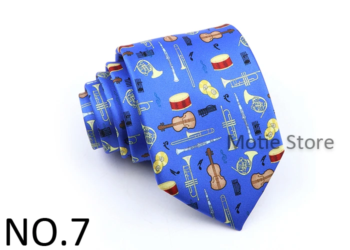 Herren mathematische Geometrie Krawatte blau Musik instrument Polyester Krawatte für Männer Business Party tragen Hemd Anzug Zubehör Geschenk – Detail 8