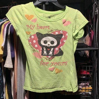 Summer streetwear cyber Aesthetic Fairy y2k tops Slim crop top girl Harajuku Anime tops Trash fairy woman tshirt crop top emo 1