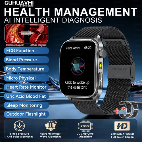 2026 New 650nm Laser Therapy Health Smartwatch Men ECG Blood Pressure Lipid Uric Acid Bluetooth Call Smart Watch For Android IOS - Image 10