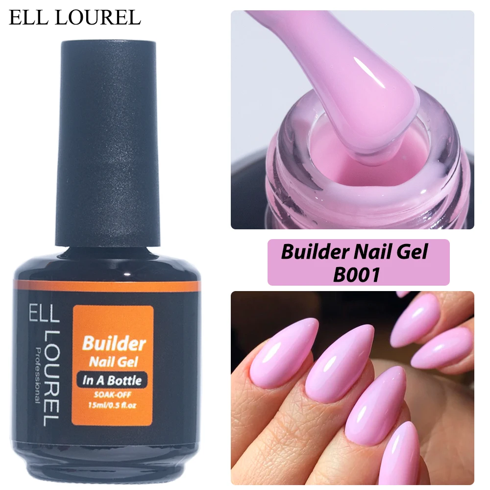 

ELL LOUREL Builder Nail Gel in A Bottle 15ml Vernis Semi Permanent UV Pink Hard Poly Nail Art Gel Polish for Extensions Manicure