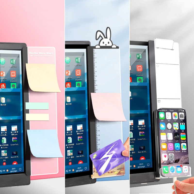 Memo Board Acrylic Sticky Note Holder Clear Message Board Reminder For Computer Monitors Screen Office Desk Accessories 1Pc acrylic sticky note holder