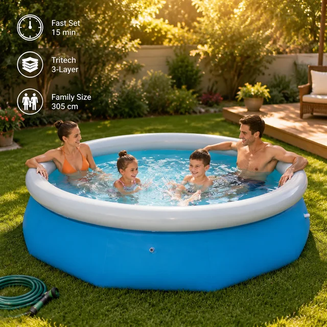 Piscine gonflable ronde 305x76 cm, installation rapide, piscine familiale pour jardin, cour, plaisir estival, matériau Tritech durable 1