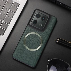 Luxurious Leather Magnetic Shockproof Case for Motorola Edge 50 Ultra (Greey)