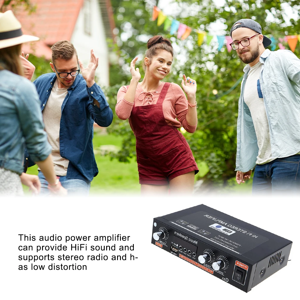 

Audio Power Amplifier Stereo Radio Amp HiFi Sound Bluetooth Audio Power Amplifier US Plug