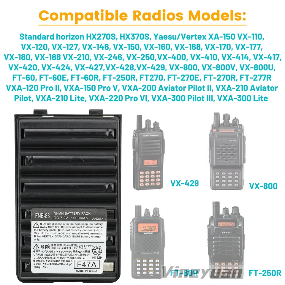 FNB83 Batería ORIGINAL YAESU Ni-Mh 7,2 V/1400 MAh