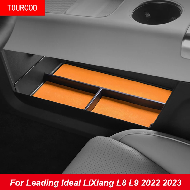 

For Leading Ideal LiXiang L8 L9 2022 2023 Under Center Console Suede Storage Box Car Styling Interior Armrest Organizer