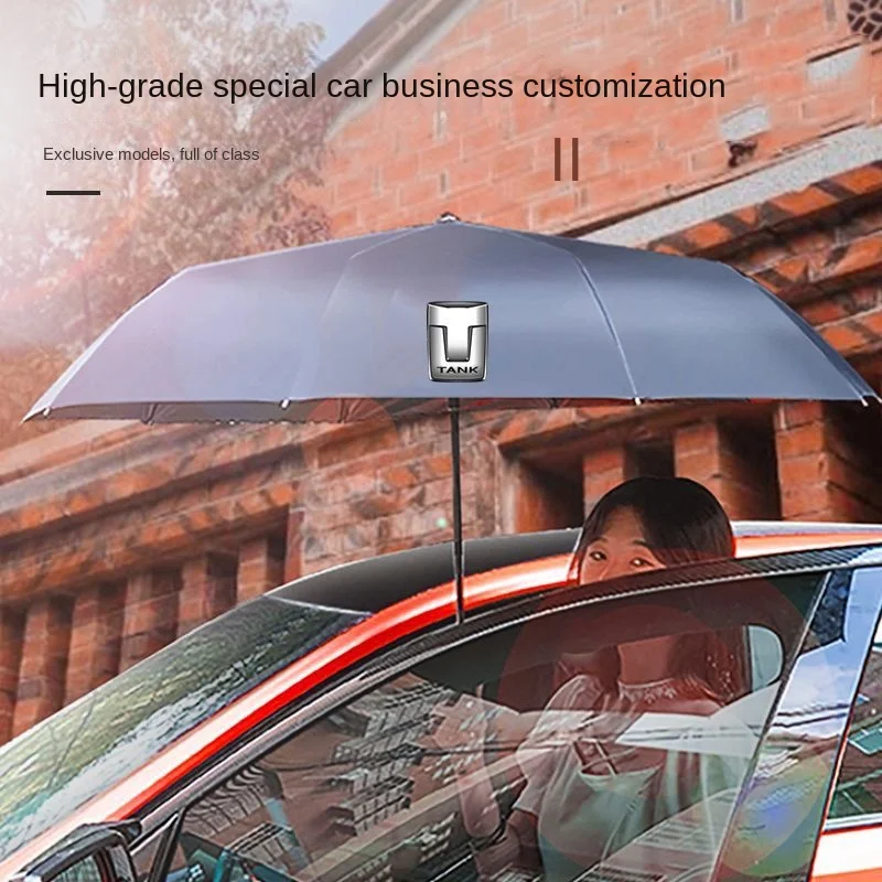 Fully Automatic UV 10 Bone Reverse Folding Umbrella For GWM WEY TANK 300 500 700-Car Umbrella Parasol