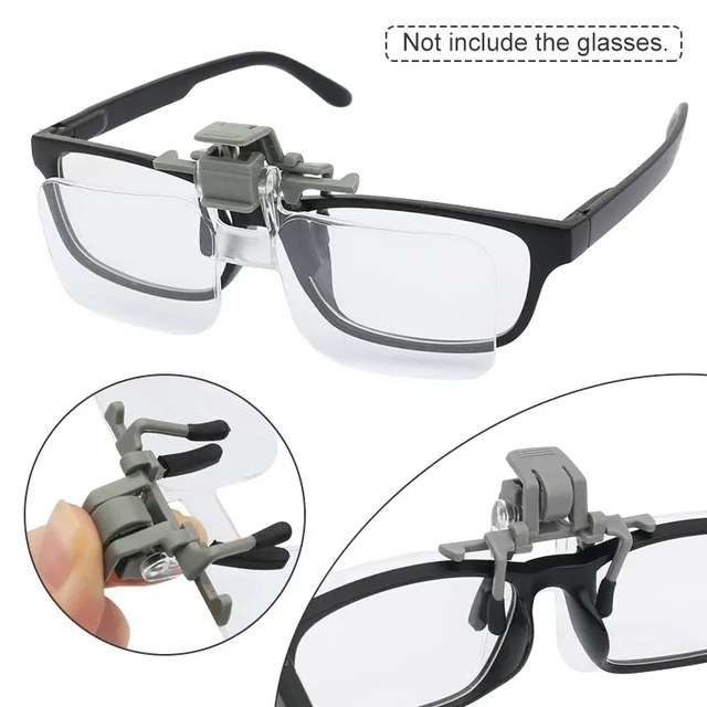 2X Eye Glasses Magnifier with Clip Third Hand Lighted Magnifying Glass  Loupe f Needlework Crafts Reading Stamps Low Vision Aids - AliExpress