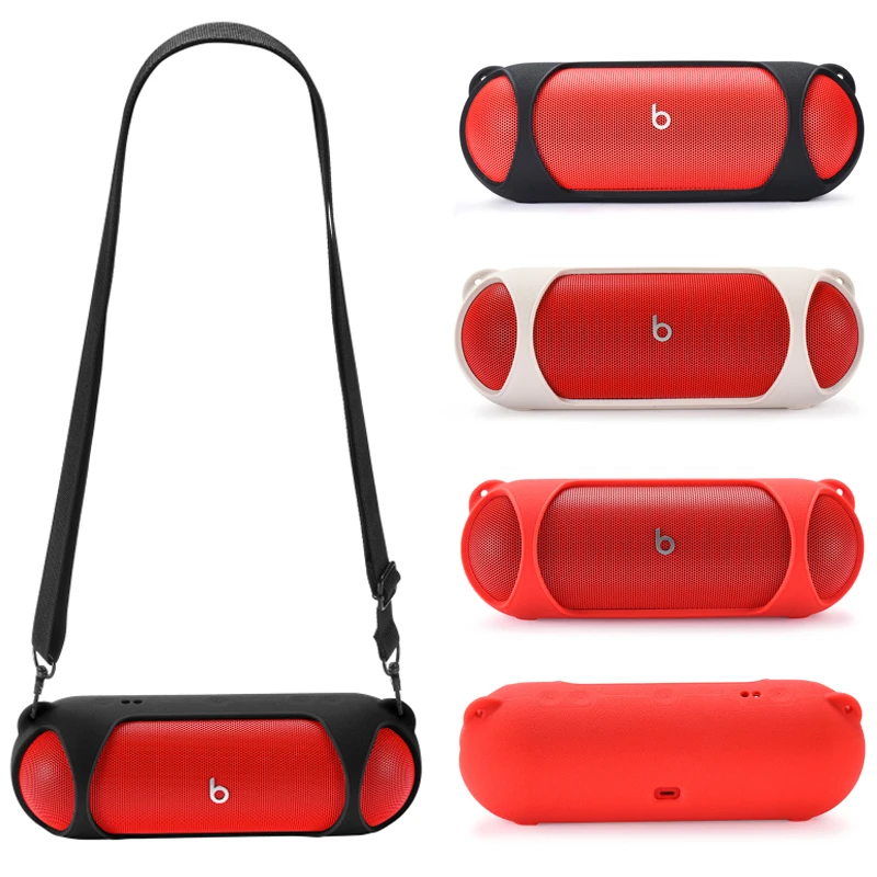 Silicone Travel Protective Carrying Case with Shoulder Strap for Wireless Bluetooth Speaker