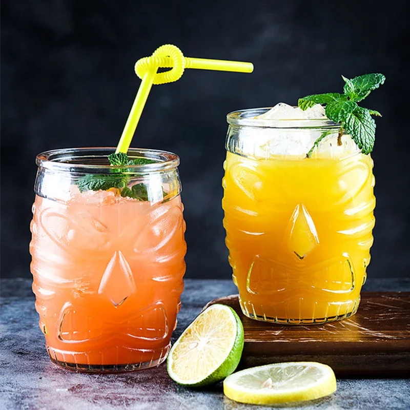 Drinking Glass Bar Grimace Cocktail Glass Thickened Totem Glass Tiki Cup Halloween Grimace Drink Juice Hawaii Drinkware Bar Gifts