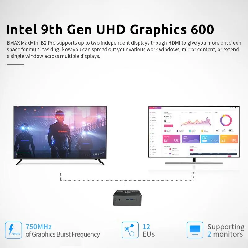 Mini PC BMAX B2 Pro Windows 11 PRO OS 8GB RAM 256GB SSD