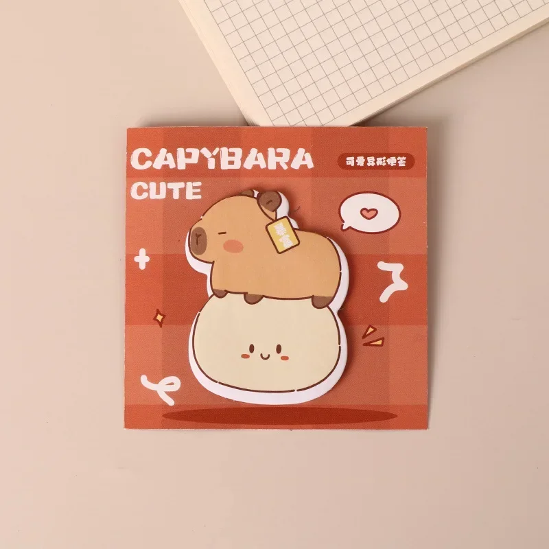 4Pcs/Set Cute Cartoon Capybara Memo Pad 30Sheet/Book Sticky Note Thick Paper Tearable Sticker for Kids School Office Stationery 5