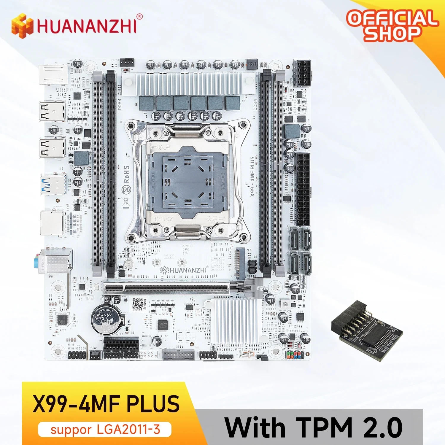 Placa base HUANANZHI X99 4MF plus LGA 2011-3 Xeon con memoria DDR4, compatible con NVMe SATA para juegos y uso empresarial con TPM2.0