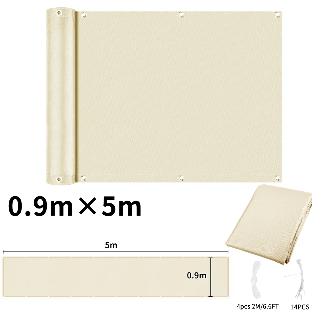 Waterproof UV-Protection Balcony Privacy and Sunshade Screen with Grommets