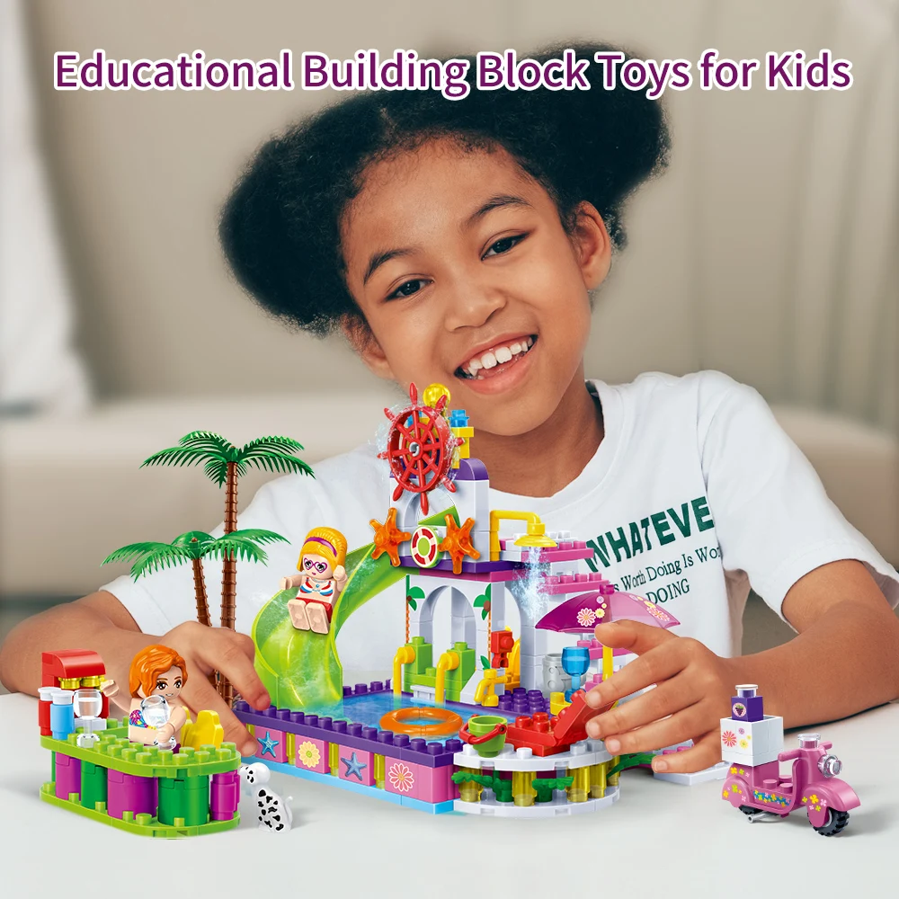 BanBao City street Girls Coast Summer Party Beach Holiday Building Blocks Models Bricks Kid Friend Gifts Educational Toys 6128 images - 6