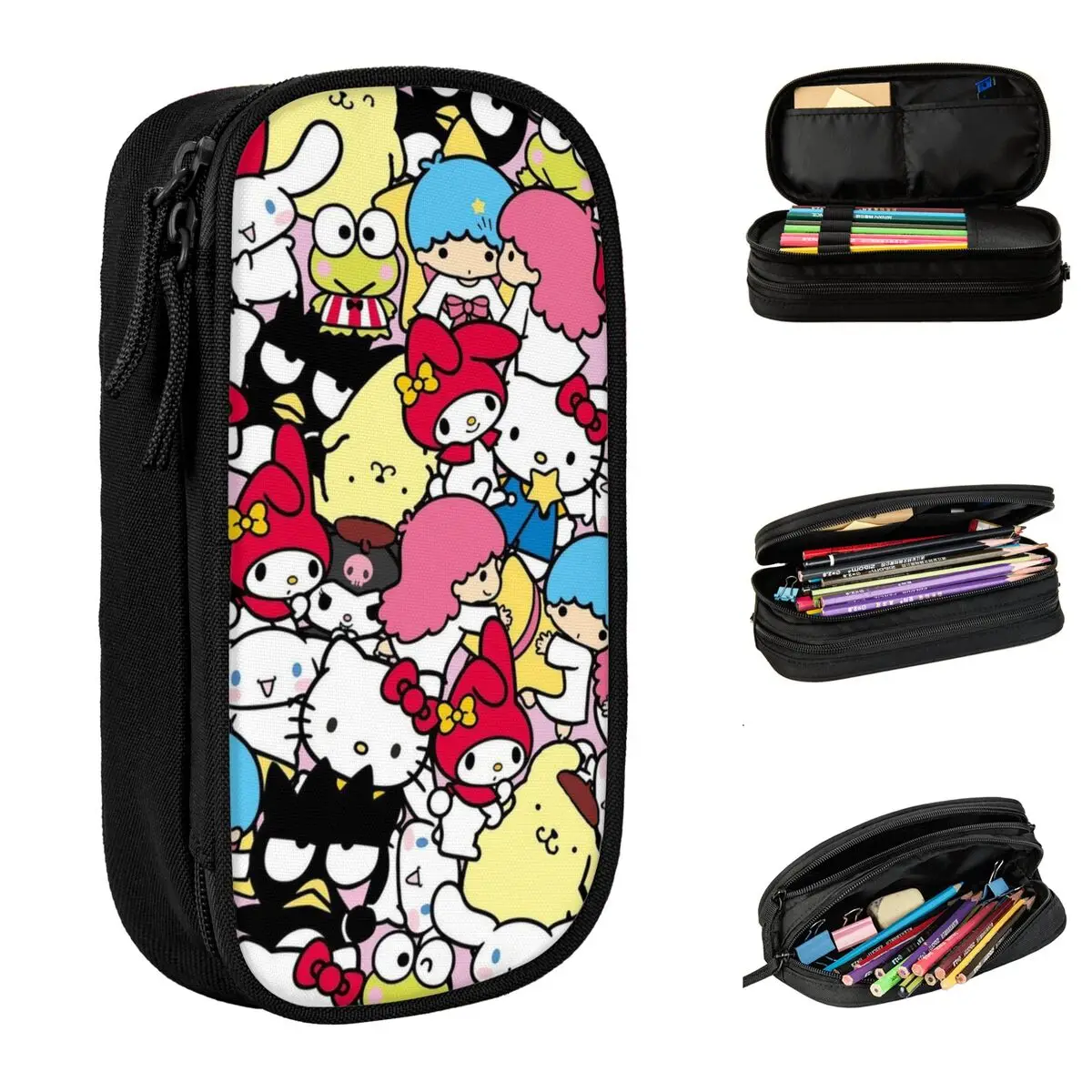 

Sanrio Characters Pen Box Double Layer Large Capacity Kids School Supplies Pencilcase Perfect Gifts