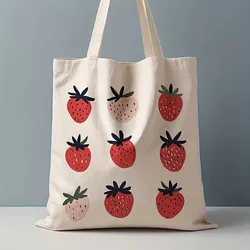 Portable Strawberry - Printed Reusable Polyester Shoulder Bag (1Pc)