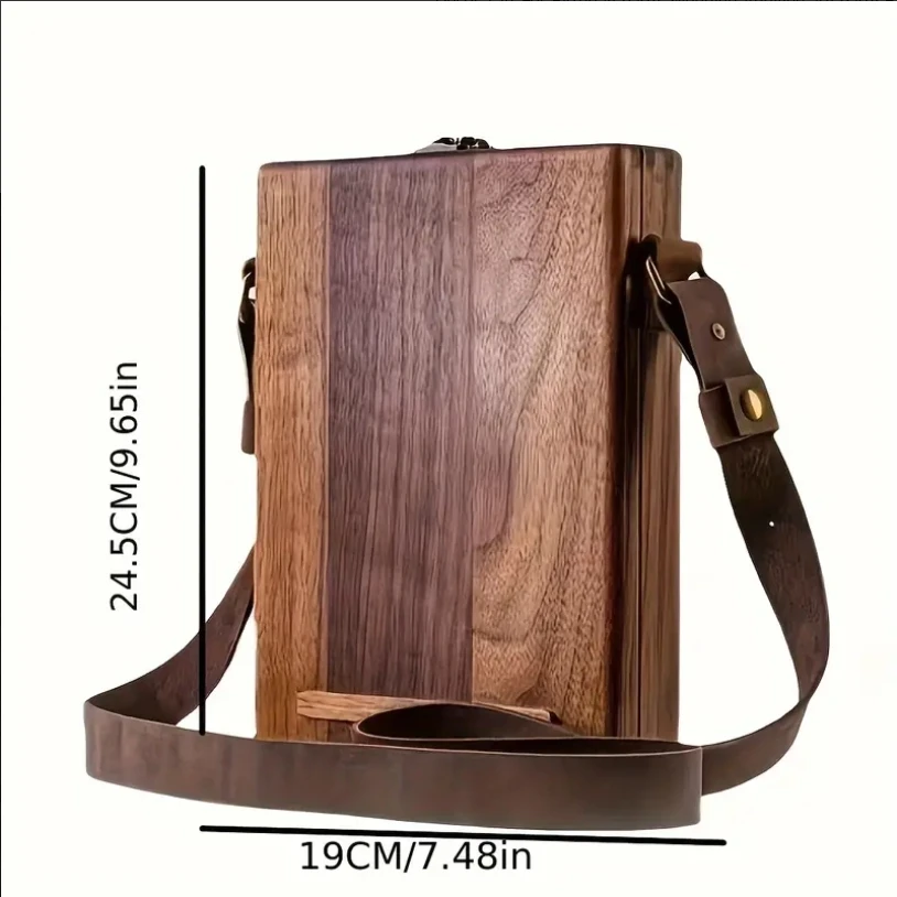 Wood Messenger Bag Retro Nostalgic Writers Wood Box Bags Women's Wood Messenger Bags Outdoor Sketch Tool Storage with Lid Souvenir Box