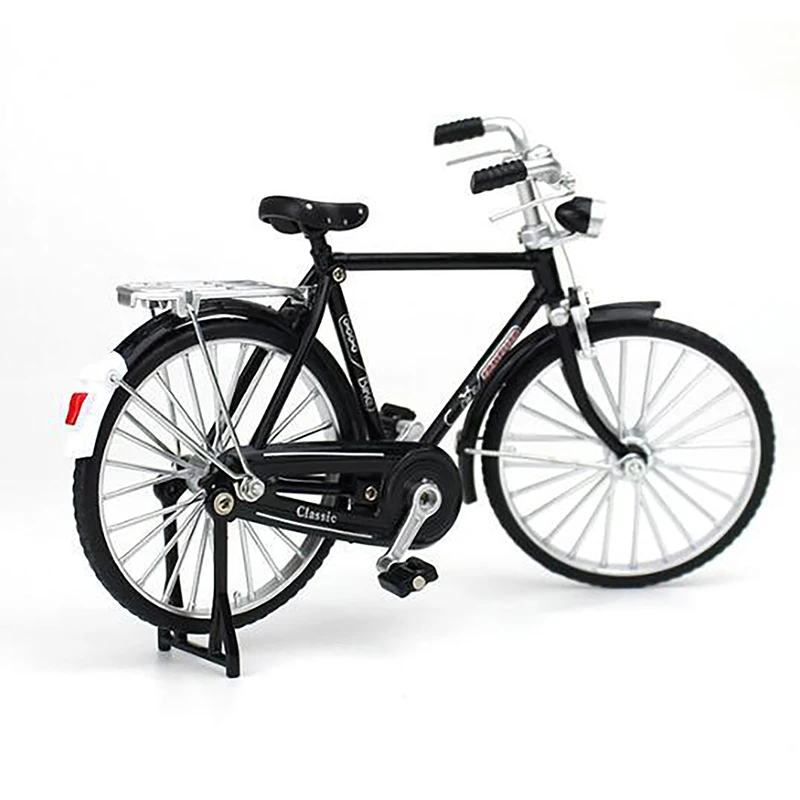 1:10 Model Alloy Retro Bike Diecast Decoration Bike Toys Metal Toy Black Bicycle Simulation Collection Gifts for boys
