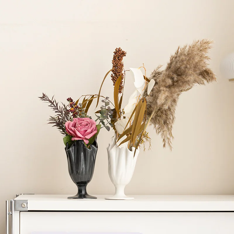 Creative Nordic Ceramic Irregular Vases, Home Living Room Desktop Office Decorations, Modern Minimalist, Flower Arrangement, 1Pc
