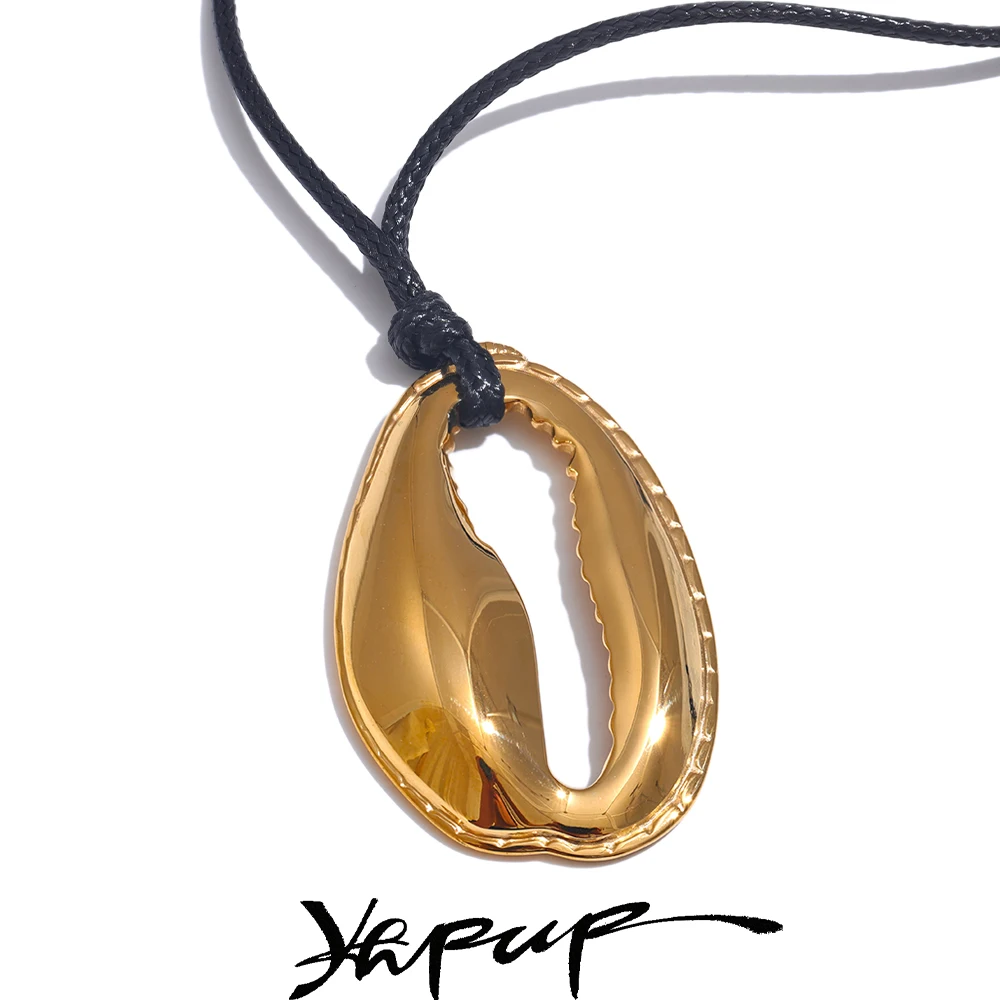 Yhpup Necklace Stainless Steel Metal Shell Trendy Jewelry