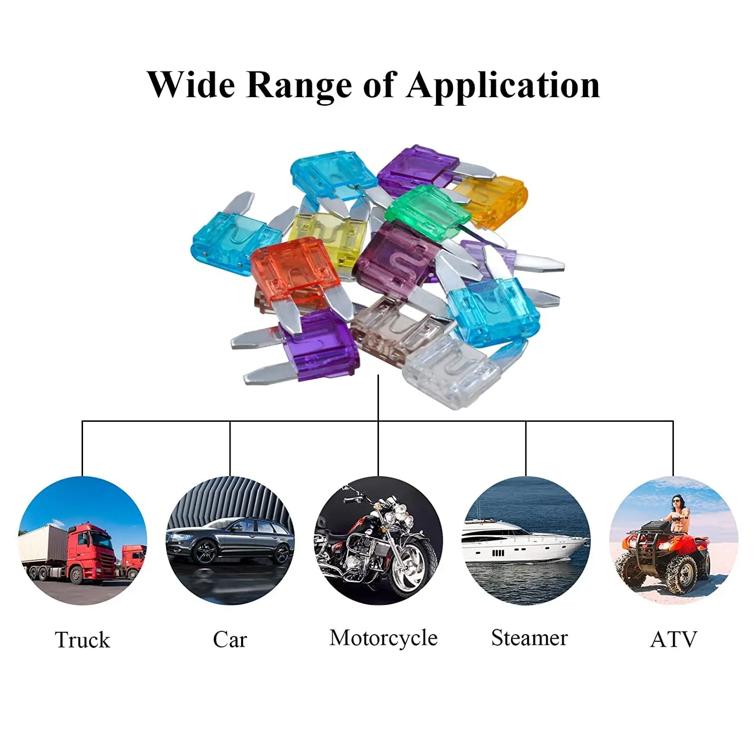 Car Fuses 100PCS Standard Assortment Kit Blade-Type Automotive Replacement for Car/RV/Truck/Motorcycle/Boat