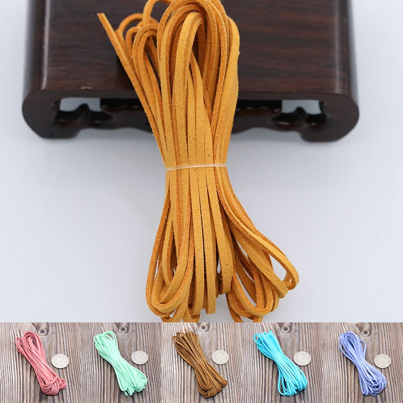 Flat Suede Leather Craft Cow Leather Thong Cord Cord String Rope For DIY Necklace Bracelet Choker Jewelry Making 5M